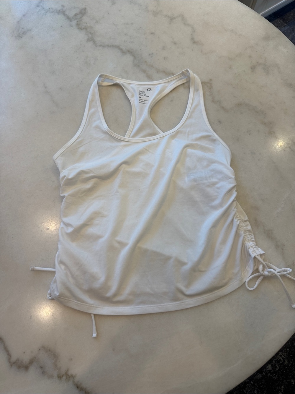 GAP White Racerback side Drawstring ruched Tank